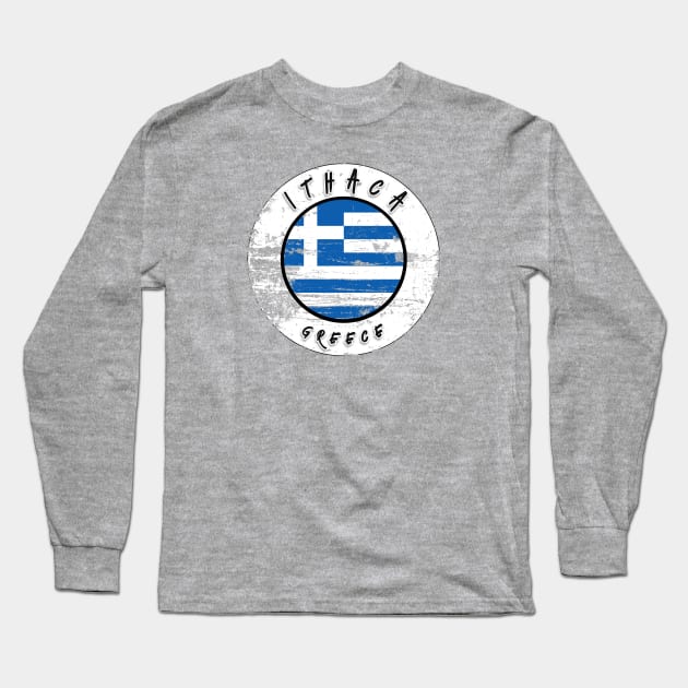 Ithaca Greece Vintage Long Sleeve T-Shirt by Travel Penguin